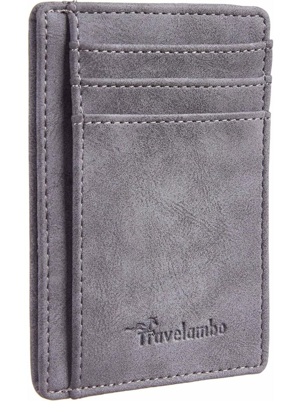 Men's Grey Slim Wallet Front Pocket Minimalist Leather RFID Blocking